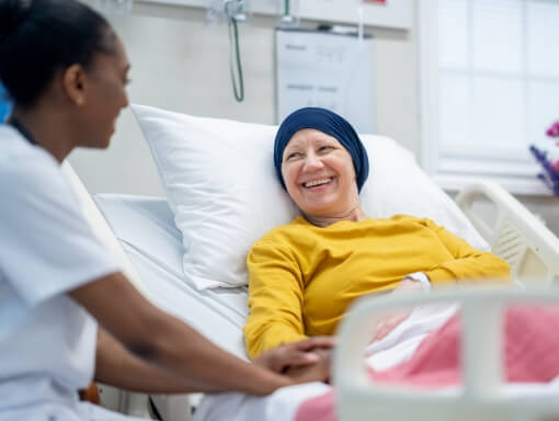 Patient lying in hospital bed